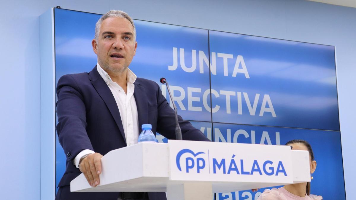 Elías Bendodo, durante su intervención este viernes en la Junta Directiva Provincial del PP de Málaga. Elías Bendodo, durante su intervención este viernes en la Junta Directiva Provincial del PP de Málaga.