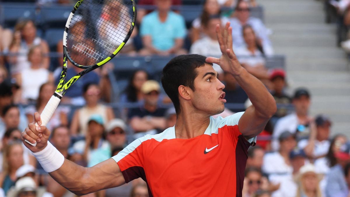 Carlos Alcaraz en su segundo partido en el US Open.