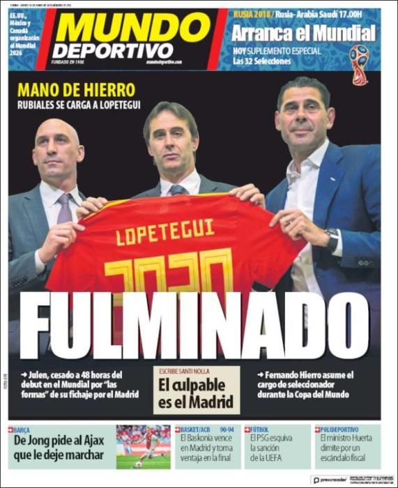 Portada MUNDO DEPORTIVO jueves 14 de junio