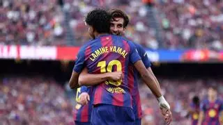Descanso | El Barça domina a placer el derbi gracias al doblete de Ferran