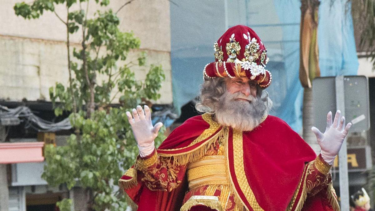 El Rey Melchor a su llegada a Gran Canaria en el año 2018.