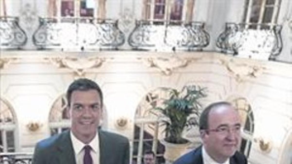 Sánchez e Iceta, en una conferencia del líder del PSC, el pasado 9 de septiembre en el Casino de Madrid.