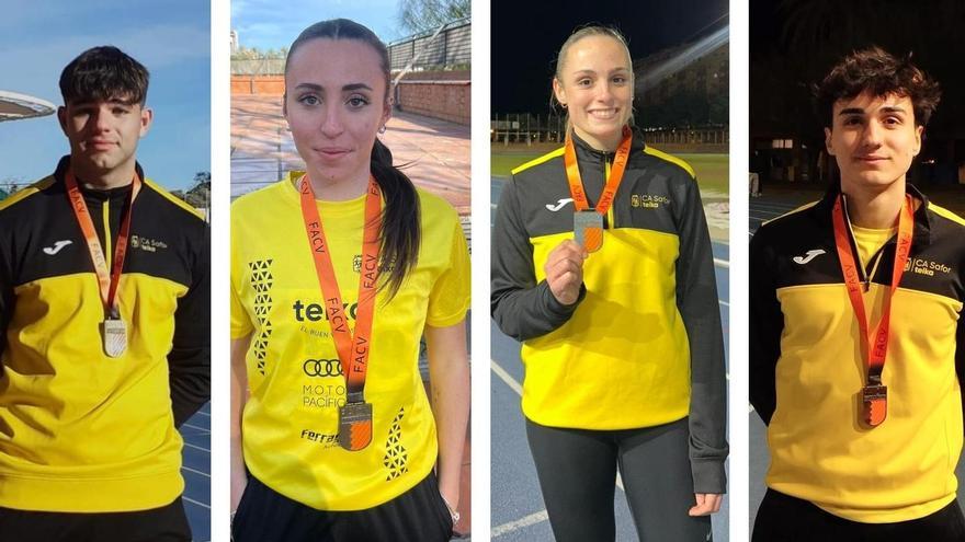 Seis medallas logra el CA Safor Teika en el Autonómico sub23 Individual en pista cubierta
