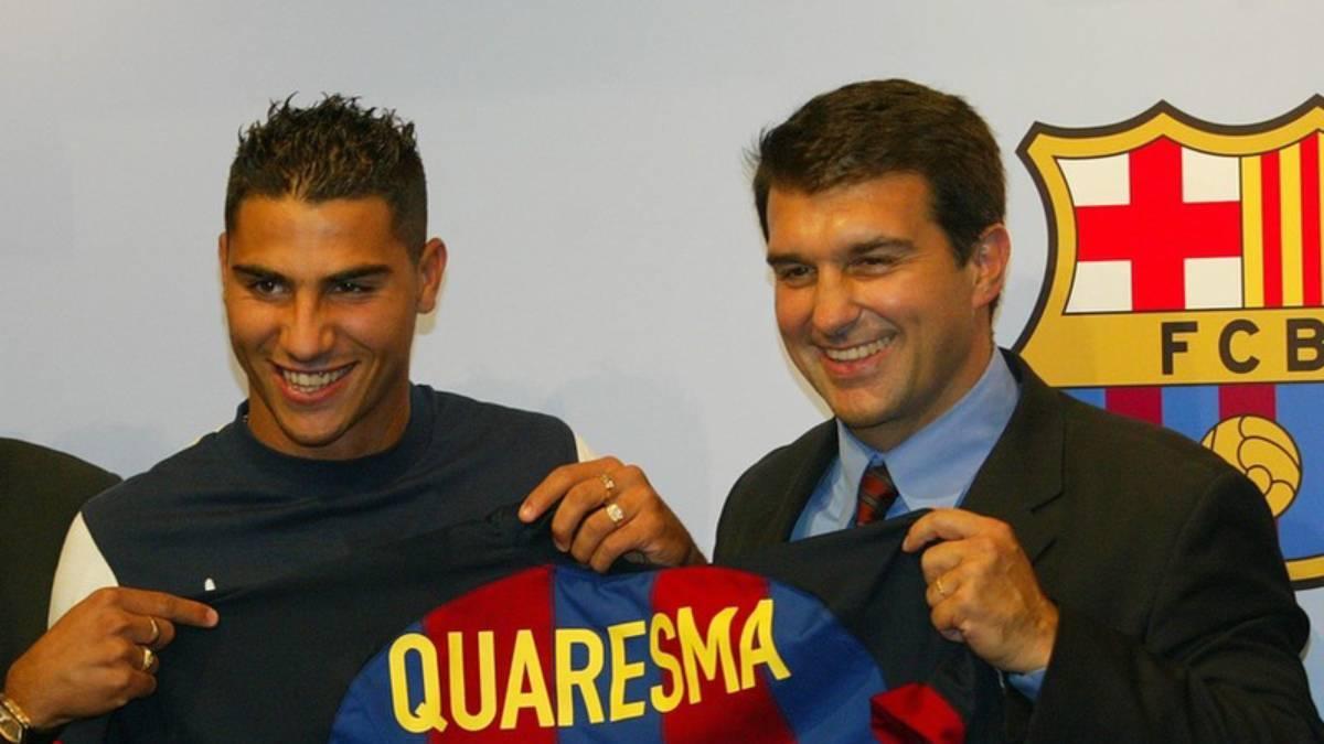 Quaresma y Laporta, el día de la presentación del portugués