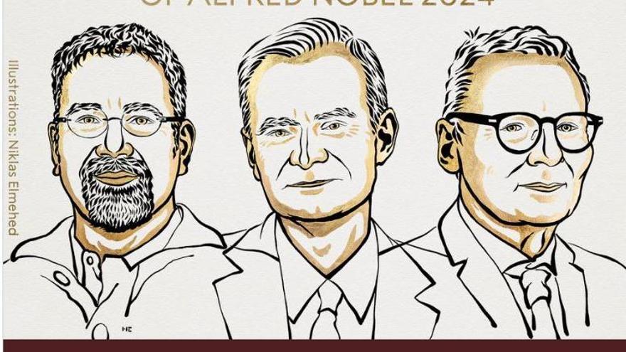 Daron Acemoglu, Simon Johnson y James Robinson, Premio Nobel de Economía 2024.