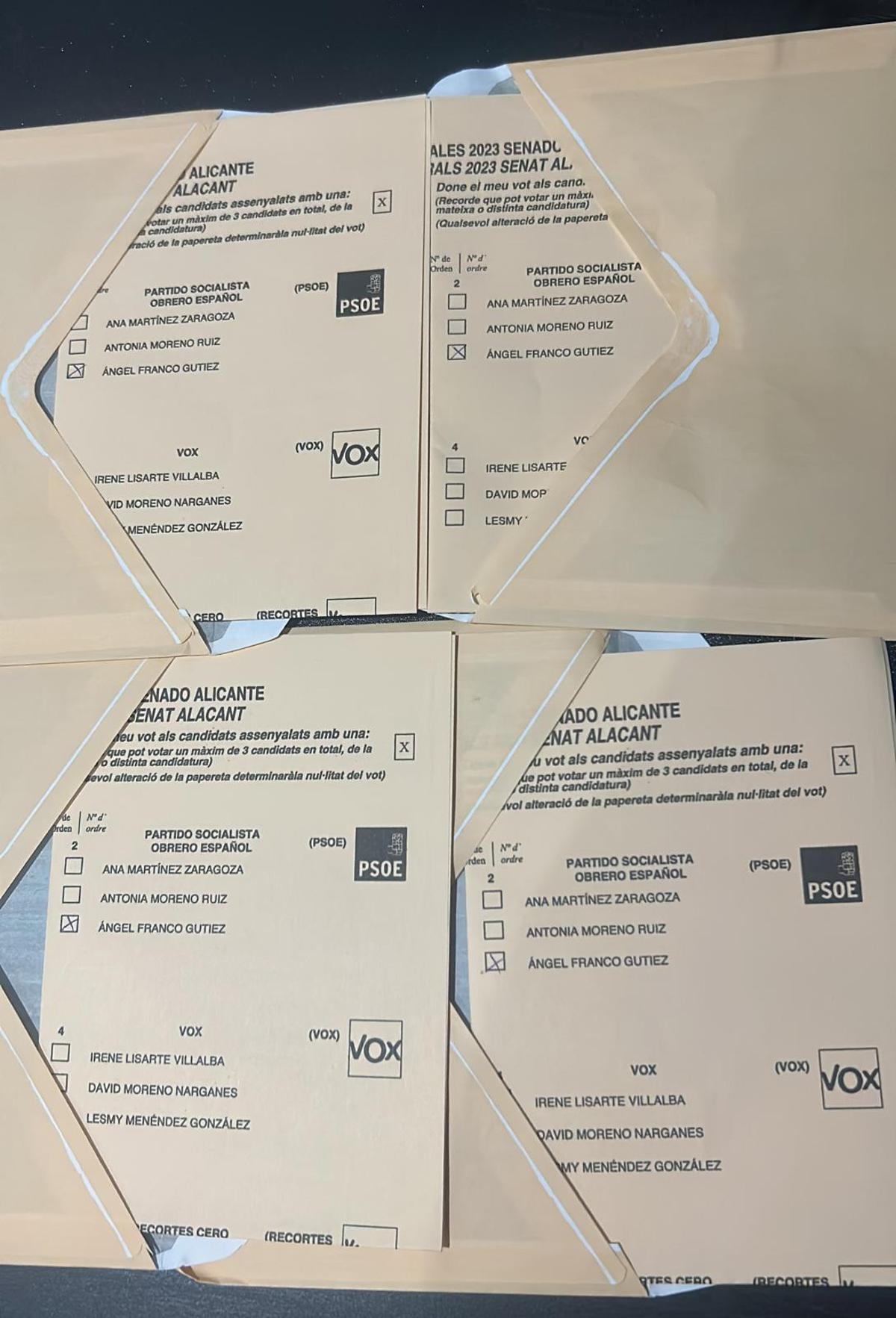 Votos ensobrados y ya marcados