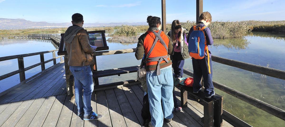 Una familia visita El Hondo esta mañana, dentro de las actividades para el XXX aniversario