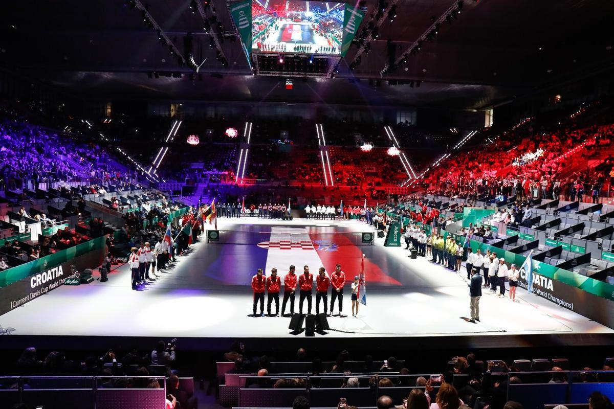 Ilustration, general view of Croatia Team during the Presentation of the Davis Cup by Rakuten Madrid Finals 2019 tenis tournament celebrated at Caja Magica on November 18, 2019, in Madrid, Spain.