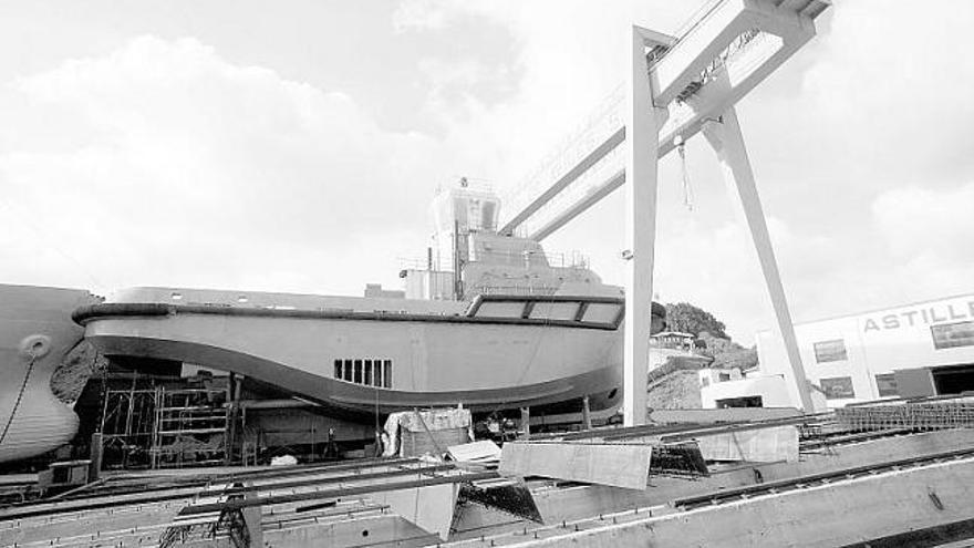 Uno de los remolcadores en construcción en el Astillero Ría de Avilés.