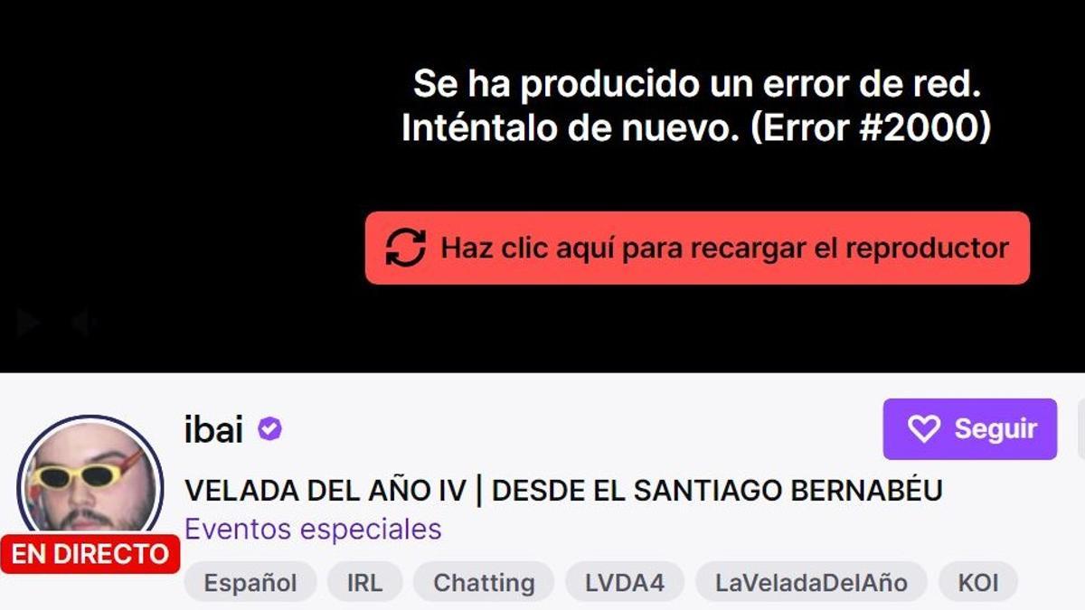 Error en el Twitch de Ibai Llanos.