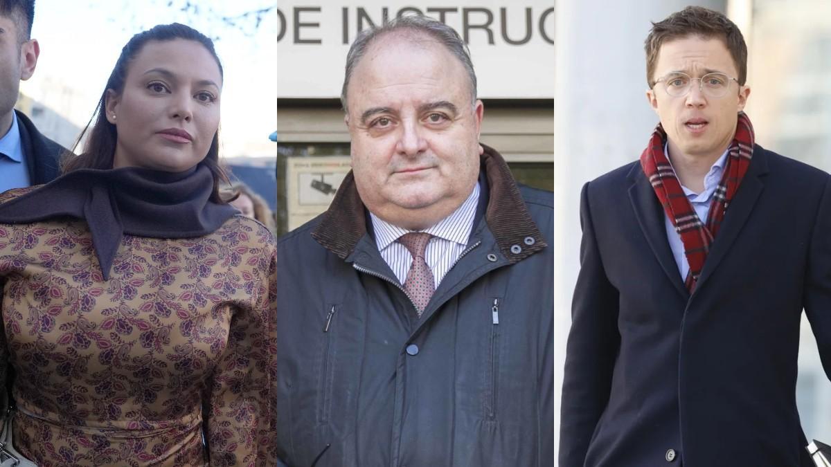 El juez Adolfo Carretero (centro), Elisa Mouliaá (izquierda) e Íñigo Errejón (derecha).