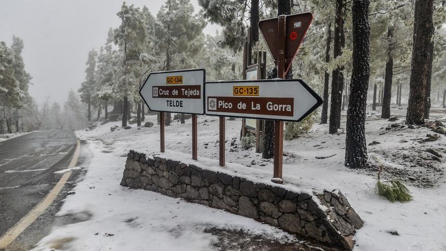 Nieva en la cumbre de Gran Canaria