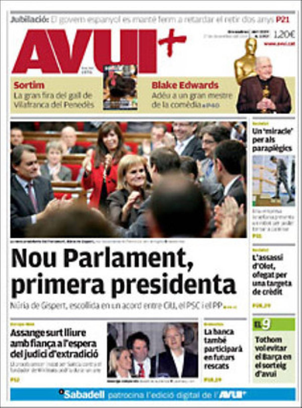 ’Avui’ destaca a dins que Laporta i Portabella es reuniran el dia 22 per explorar un possible acord electoral a Barcelona; i que els primers AVE travessaran el Pertús aquest diumenge.