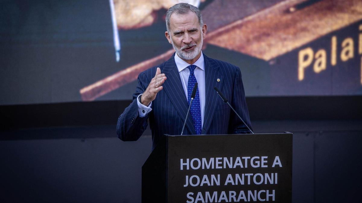 El Rey Felipe VI en el acto de homenaje al expresidente del COI Joan Antoni Samaranch.