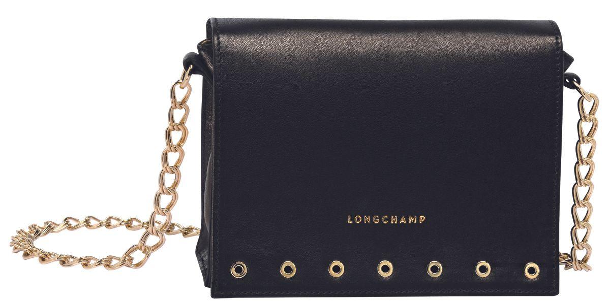 Bolso nero con cadena dorada, Paris Rocks, Longchamp