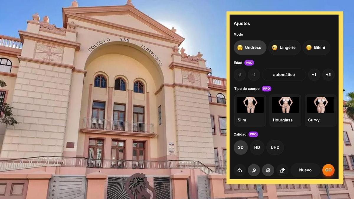 Fachada del colegio de La Salle de Santa Cruz de Tenerife y la app que usaron para 'desnudar' a sus compañeras menores.