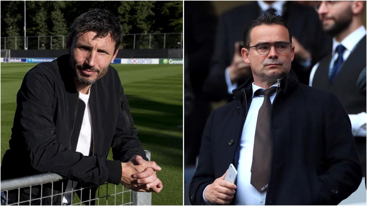 Van Bommel y Overmars, entrenador y director técnico del Amberes, respectivamente.