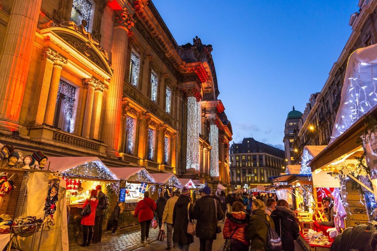 Mercado navideño en Bruselas.