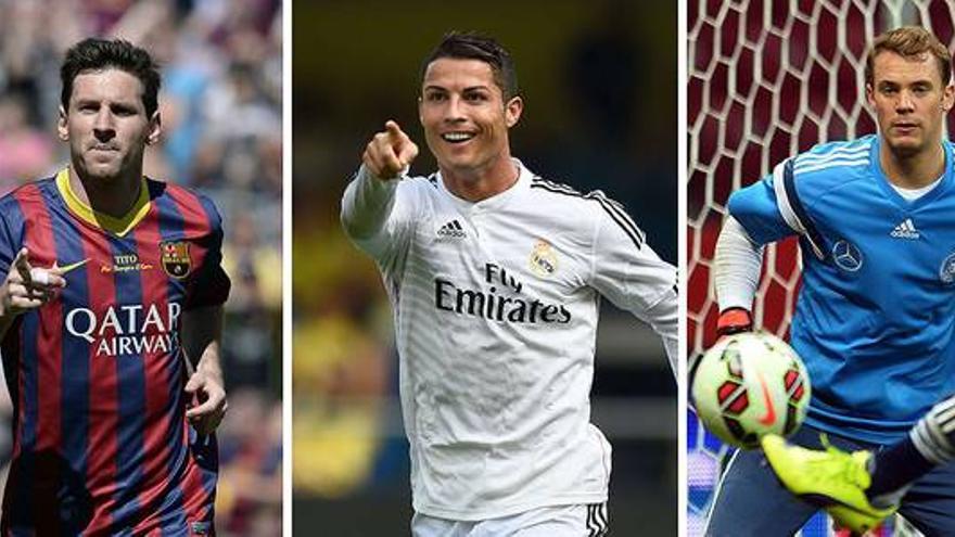 Messi, Cristiano y Neuer, finalistas del Balón de Oro