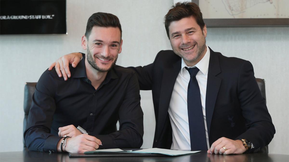 Lloris firmó su nuevo contrato en compañía de Pochettino