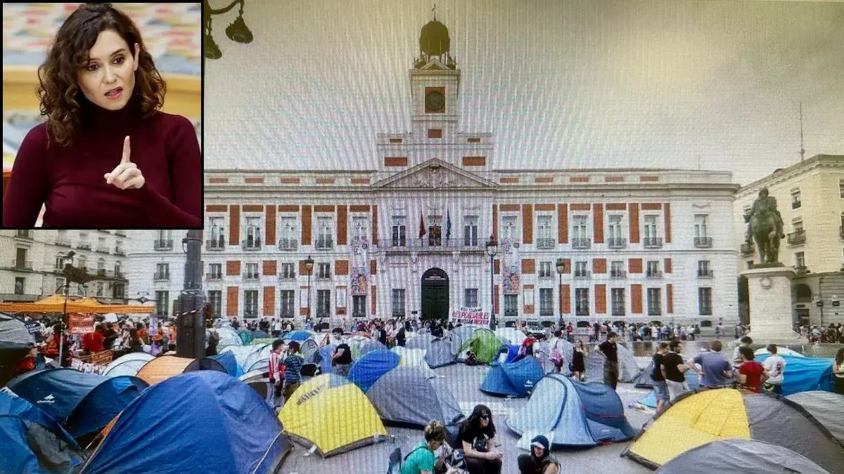 El grupo con "antecedentes terroristas" que denunció Isabel Díaz Ayuso no está en la acampada de Sol