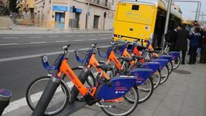 Una estación del AMBici, el servicio metropolitano de bici compartida.