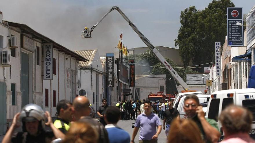 El brazo articulado, durante un incendio en 2013.