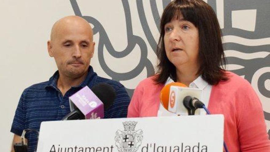 Jordi Pont i Montse Duch, durant la roda de premsa d&#039;ahir