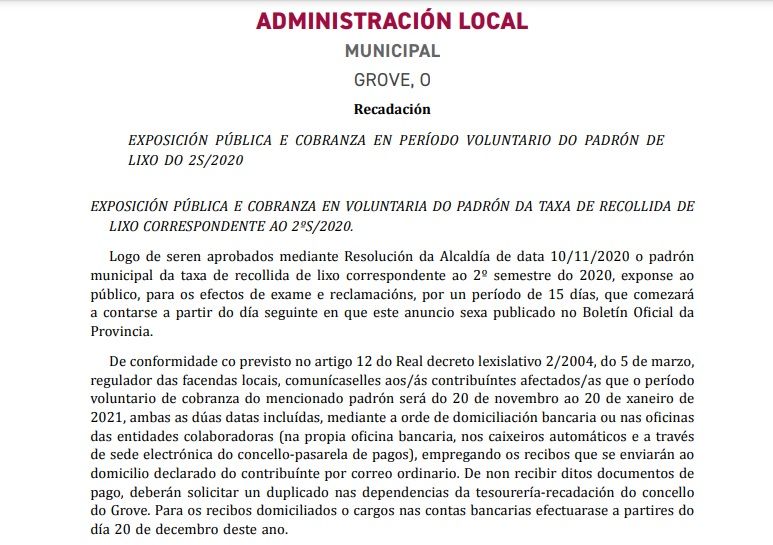 La modificación de la ordenanza expuesta al público en el Boletín Oficial de la Provincia.