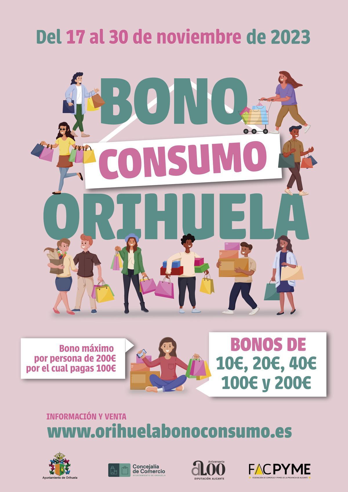 Cartel de la campaña de noviembre del bono consumo en Orihuela.
