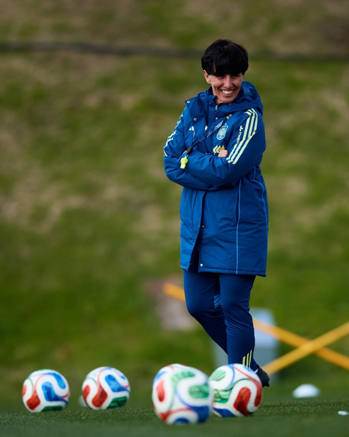 Sonia Bermúdez durante un entrenamiento con la selección española.