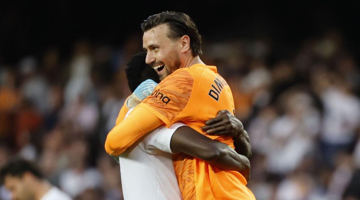 Stole Dimitrievski, a la finalización del partido contra el Girona.