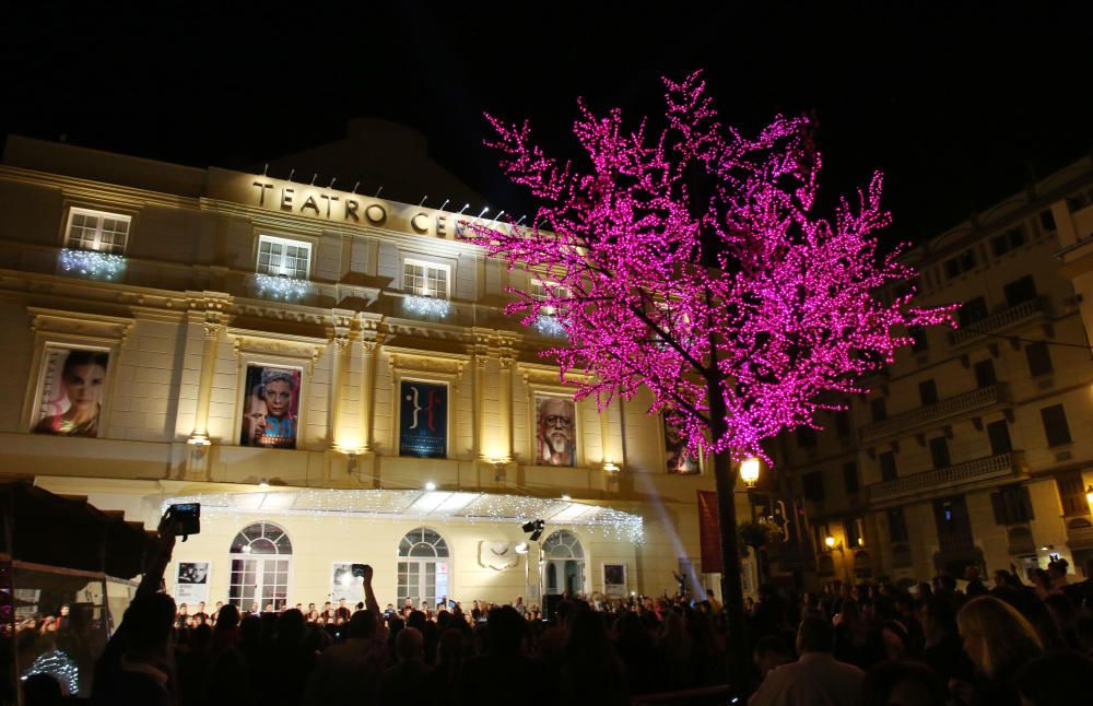 Lleno en el centro de Málaga para ver el alumbrado navideño