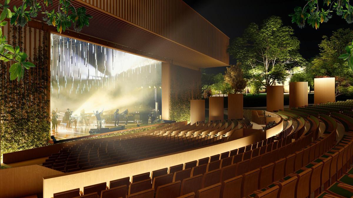 Imatge del projecte del futur auditori dels jardins del castell de Peralada, actualment en construcció.