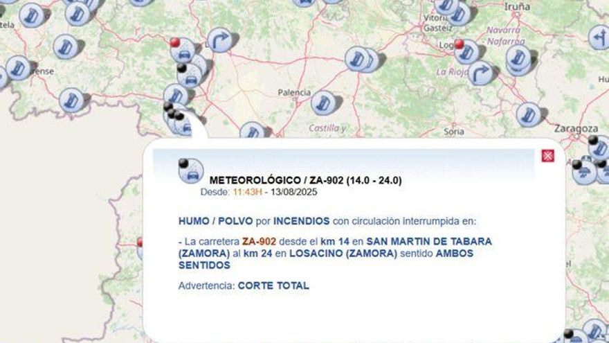 La herramienta de la DGT para saber qué carreteras están cortadas por incendios