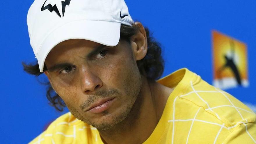 Rafel Nadal en su comparecencia del martes en público tras su derrota en Melbourne ante Fernando Verdasco.