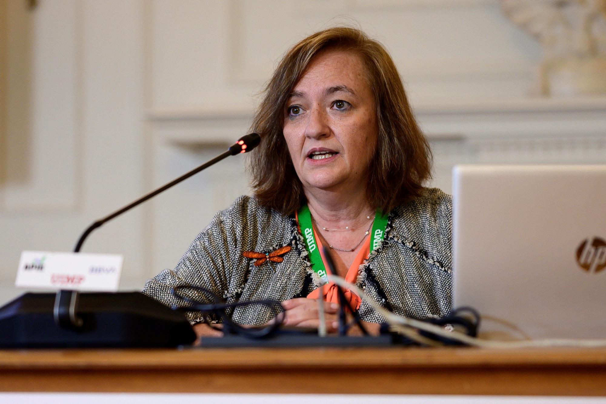 La presidente de la Airef, Cristina Herrero, en un seminario en la UIMP organizado por Apie.