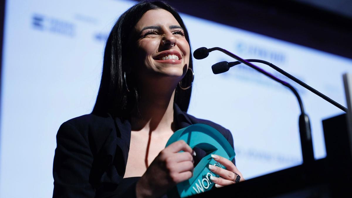 Naiara Moreno, ganadora de OT, durante la entrega de los premios eWoman Joven Talento.