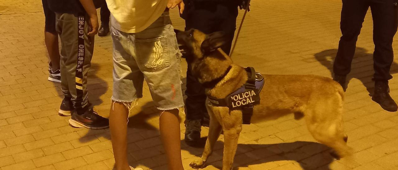 Los dispositivos policiales, con el perro Benji, en la fiesta del Buen Suceso.