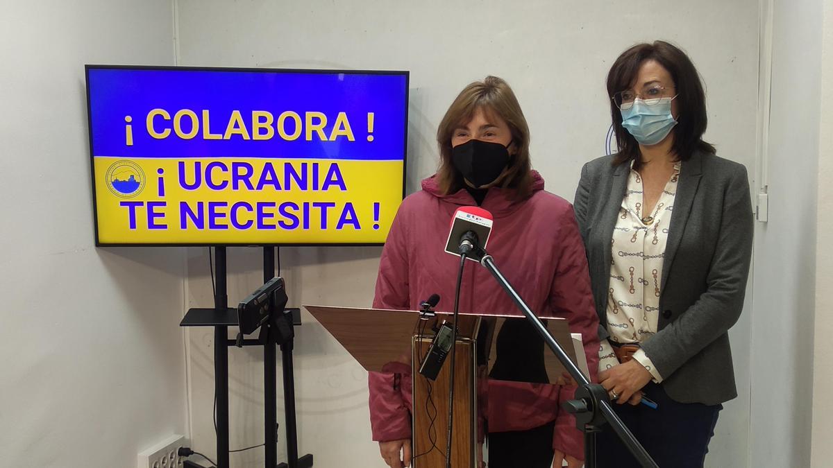 Zinoviya Mozola y María Luisa Ceballos, durante la rueda de prensa para informar de la campaña solidaria.