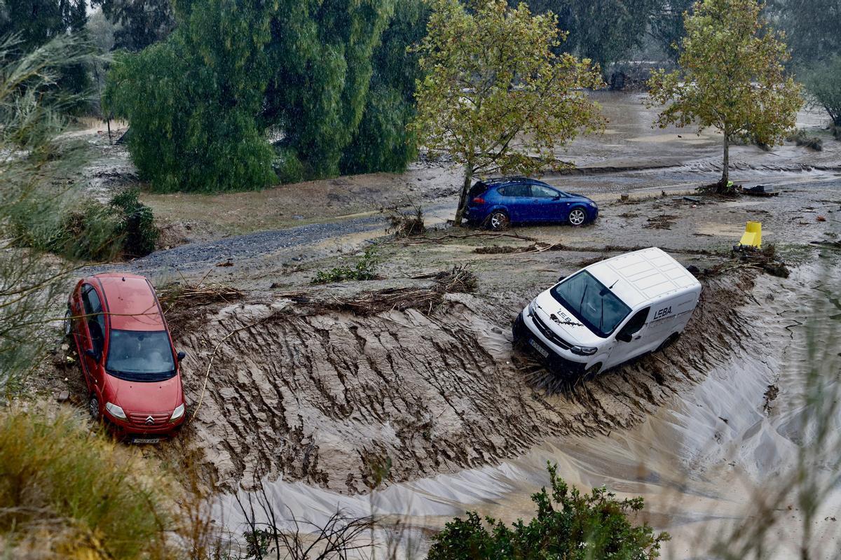 Coches destrozados tras el paso del la Dana en la provincia de Málaga