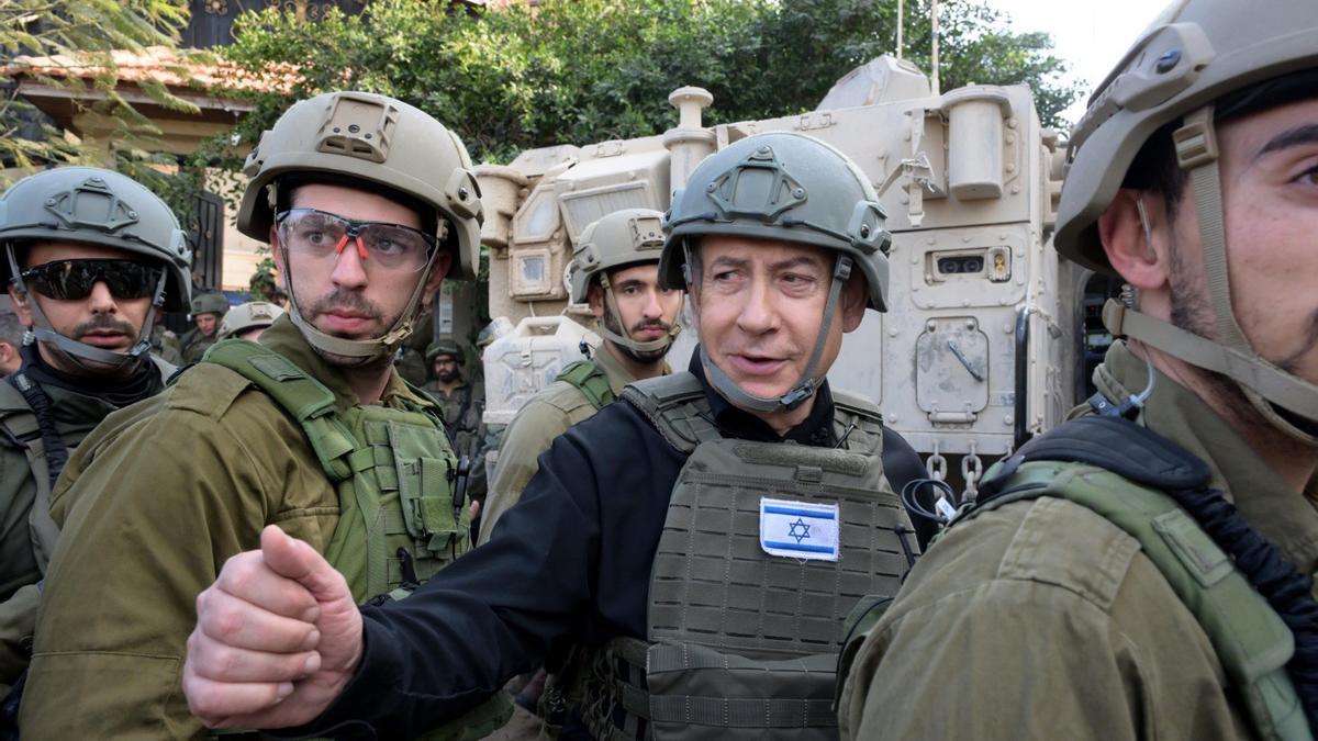 El primer ministro de Israel, Benjamin Netanyahu, en la Franja de Gaza