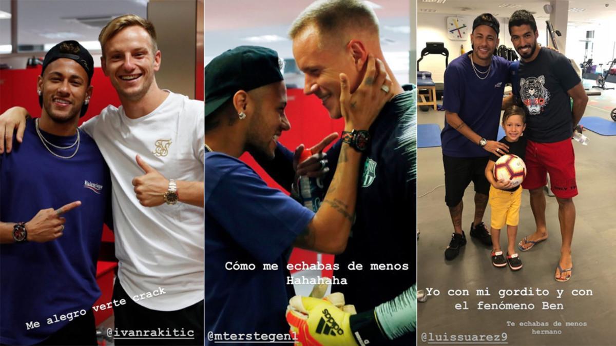 Neymar, junto a Rakitic, Ter Stegen y Suárez