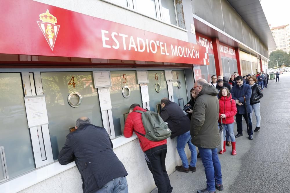 Colas en El Molinón para las entradas del derbi