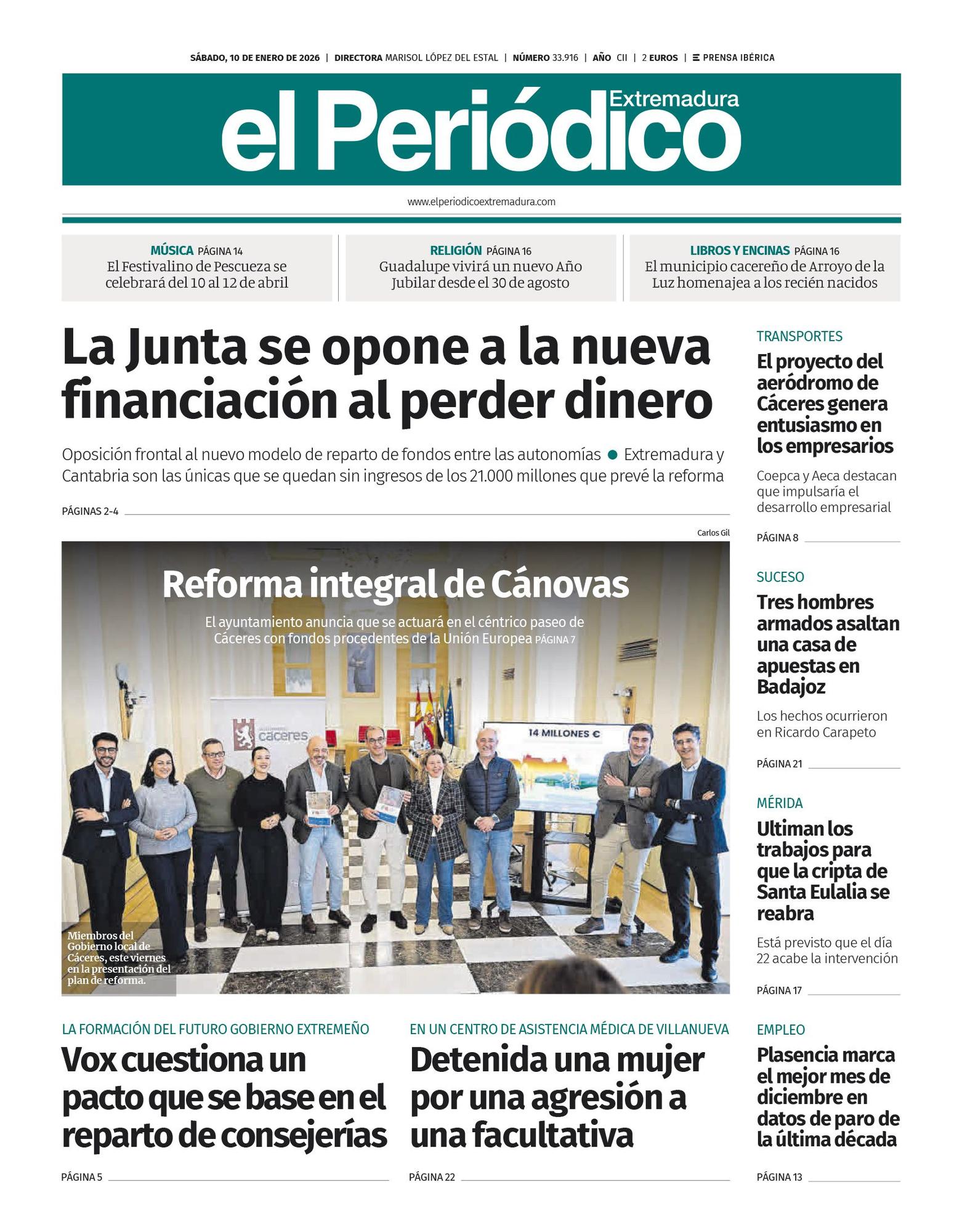 Consulta la portada correspondiente al día 10 de enero de 2026