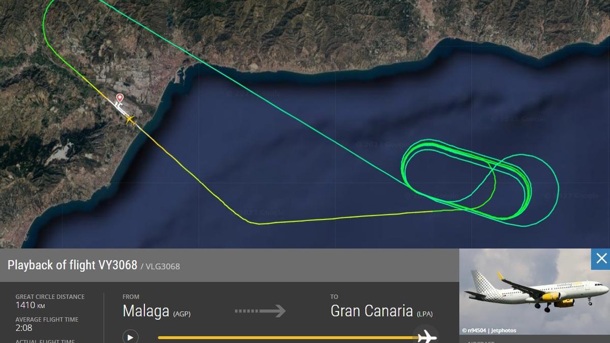 Trayectoria que realizó el avión esta mañana.