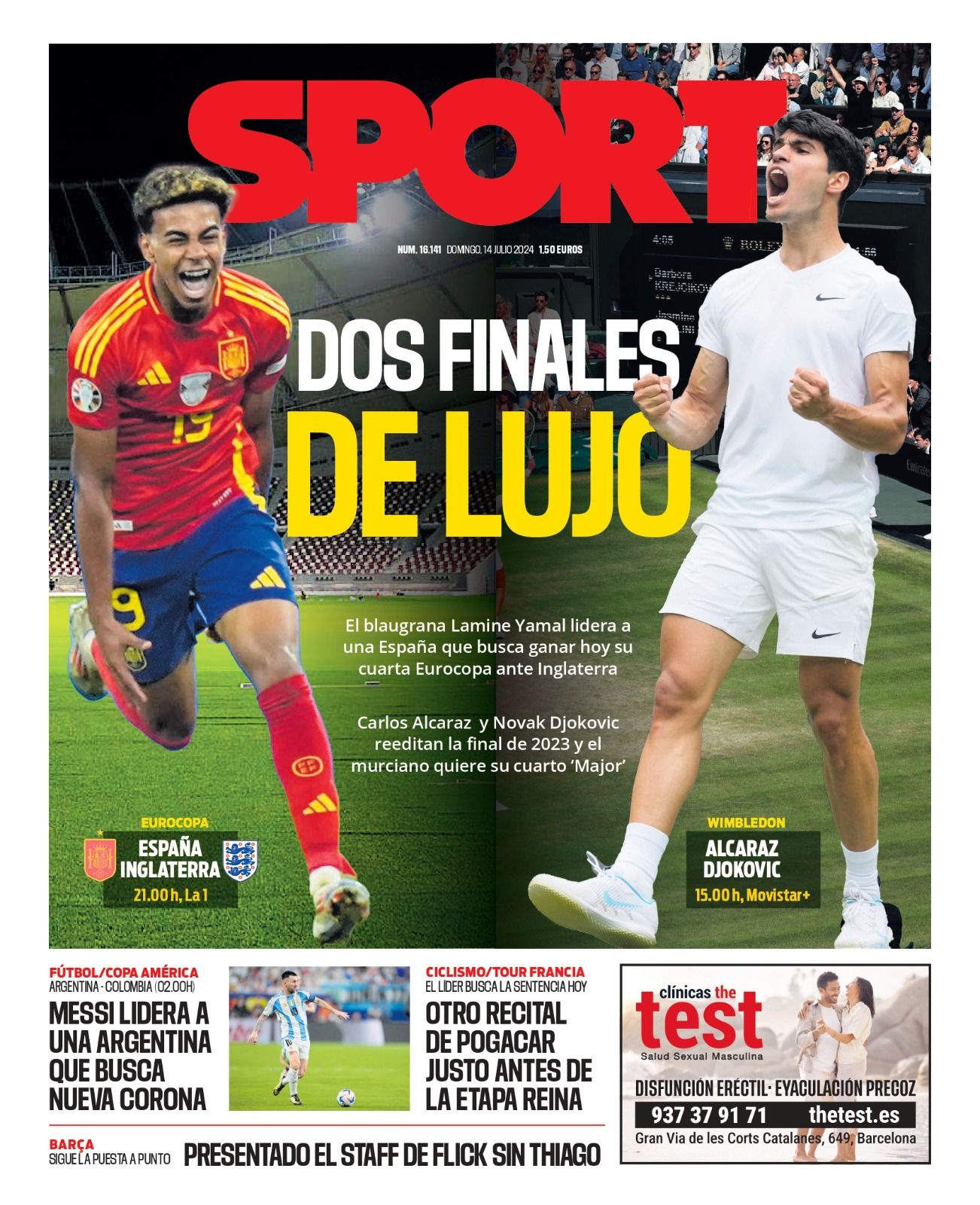 Esta es la portada SPORT de hoy, domingo 14 de julio de 2024