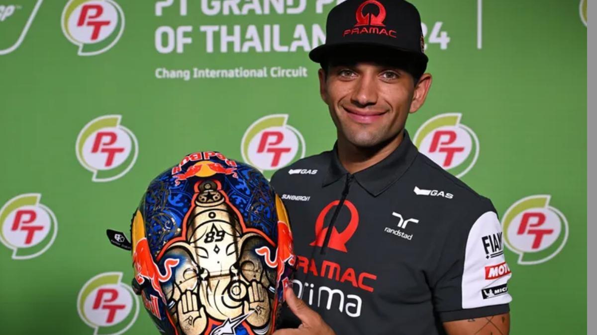 Jorge Martín, con su casco para el GP de Tailandia