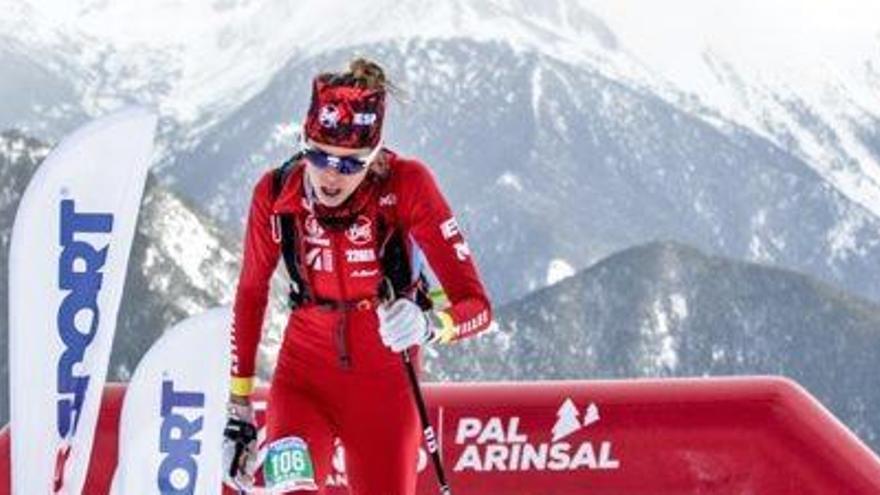 Laura Orgué en ple esforç, ahir a la prova a Vallnord-Pal Arinsal