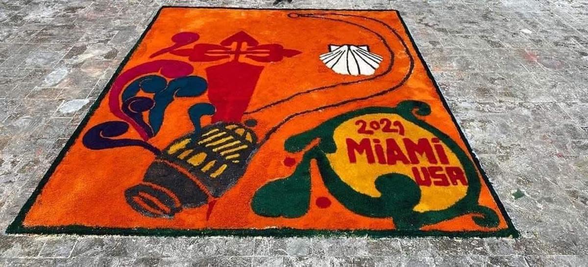 Alfombra realizada en Miami (Estados Unidos) con motivo del Año Jacobeo 2021.